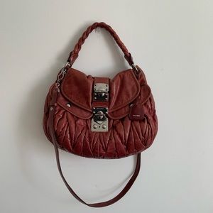 Miu Miu Burgundy Matelasse Shoulder Bag